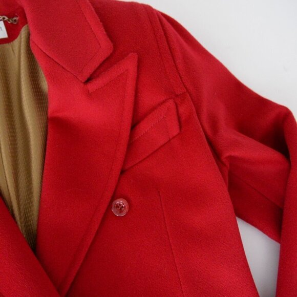Vintage Ashley Scott Red 100% Pure Wool Button Down Peacoat Winter Coat - Picture 13 of 16